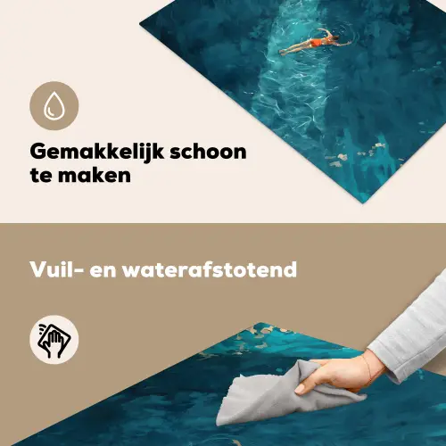 Vrouw - Water - Bikini - Oranje Inductie beschemer met haakjes klein -ky-schoon-nl