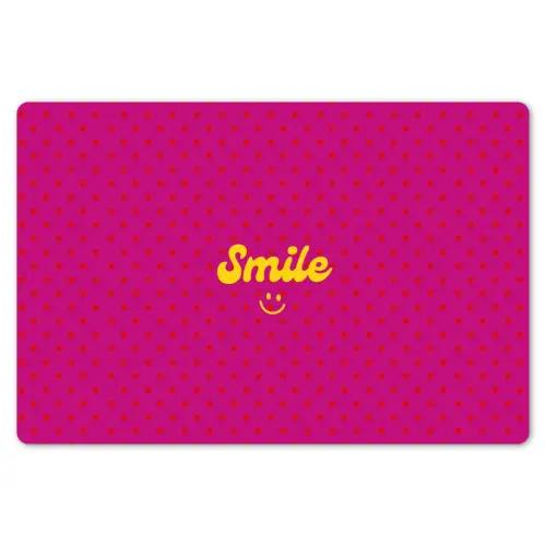 Smile - Stippen - Geel - Smiley - Roze Placemat vinyl groot -zzsfeer1_Kitchenyeah-website