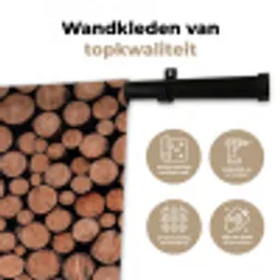 Houtblokken - Textuur - Patroon - Bruin - Rustiek Wandkleed katoen middel -sfeer2