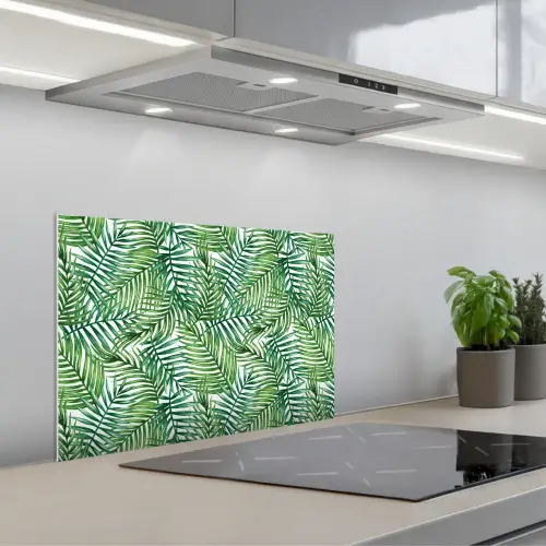 Palmboom - Bladeren - Groen keuken achterwand spatscherm klein 900 -3d_schuin