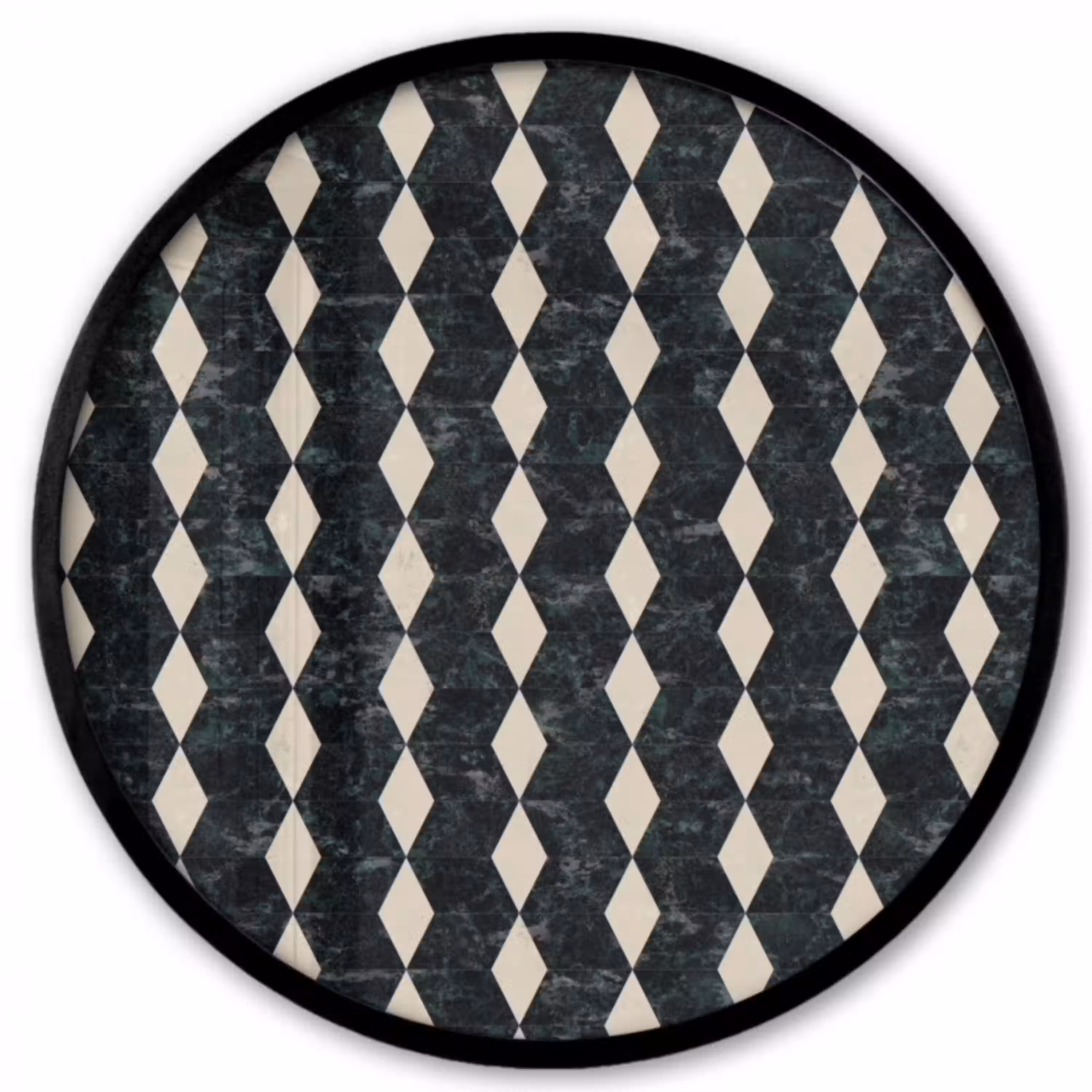 Geometrisch - Patroon - Marmer - Groen Fotolijst rond zonder passe partout klein 856 -3d