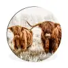 Schotse hooglander - Koe - Dieren - Natuur - Heide Wandcirkel aluminium klein -3d