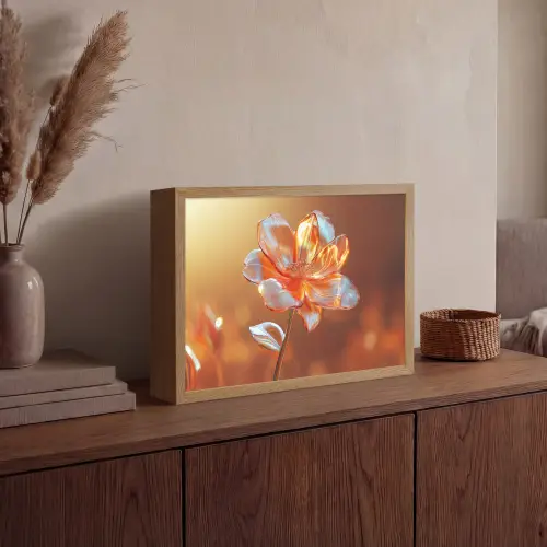 Glazen - Bloem - Zonlicht Light Box met batterij (Wandlamp) middel -sfeer2