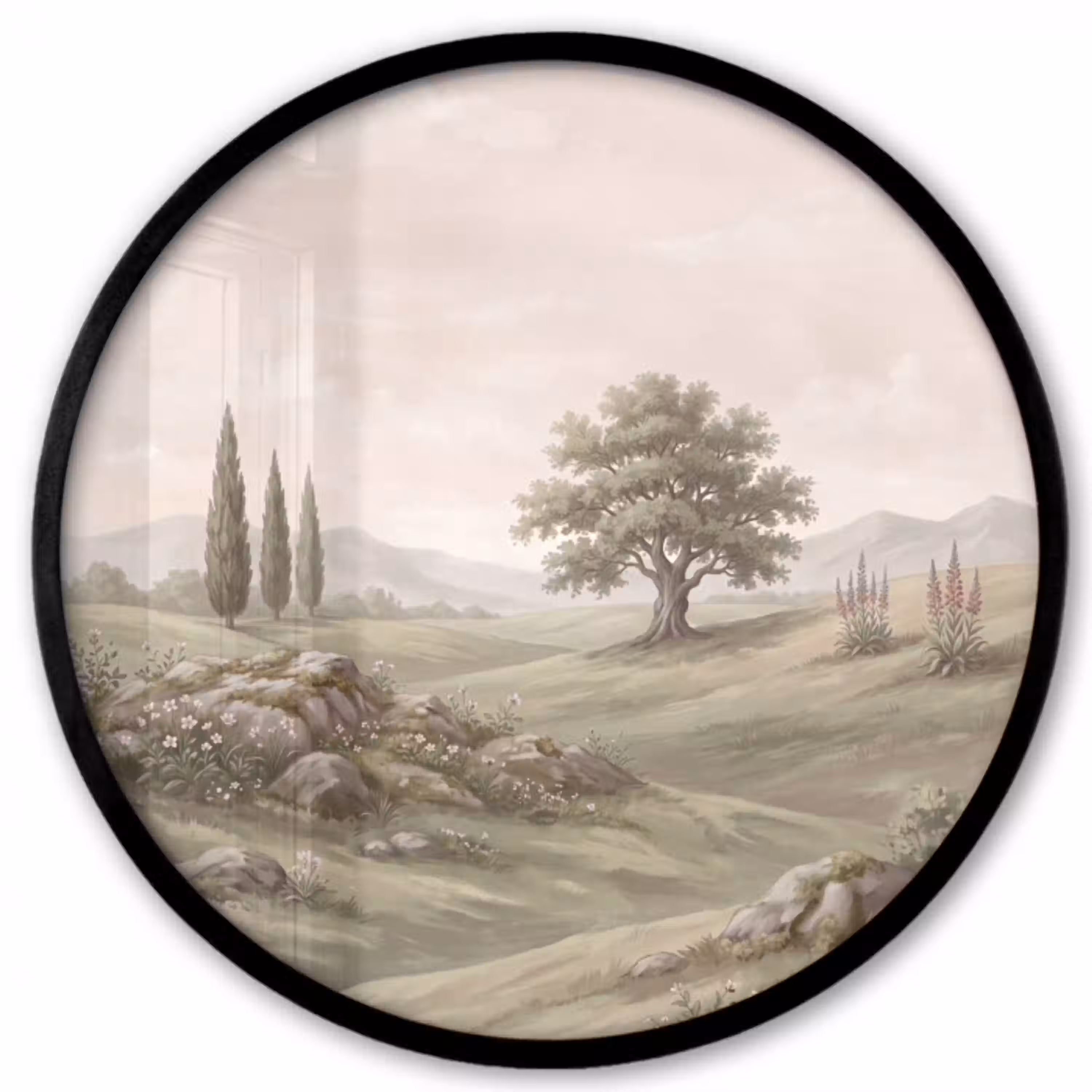Heuvellandschap - Bomen - Natuur - Groen Fotolijst rond zonder passe partout klein -3d