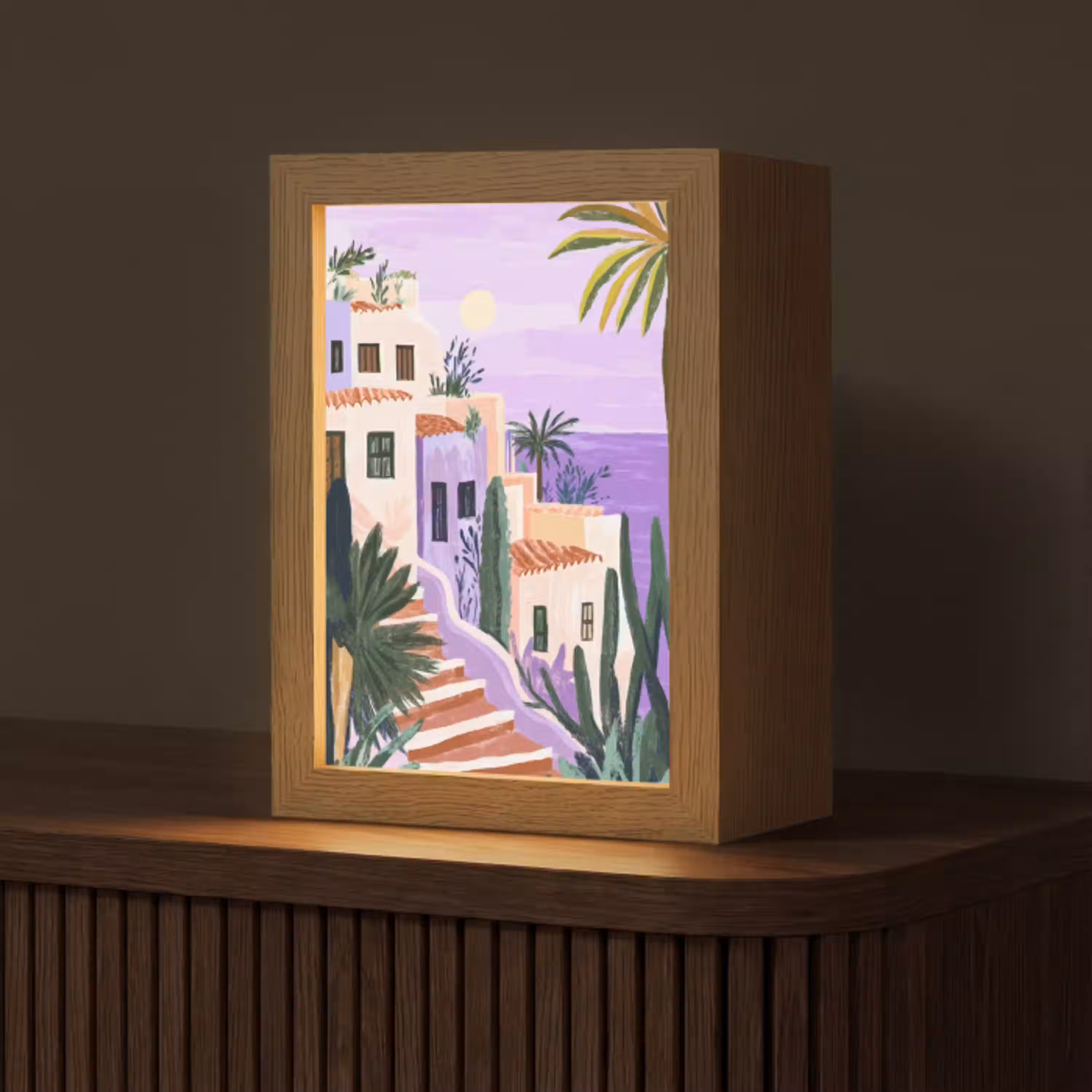 Huizen - Minimalistisch - Palmbomen - Kust Light Box met kabel (Tafellamp) klein -z3d_website