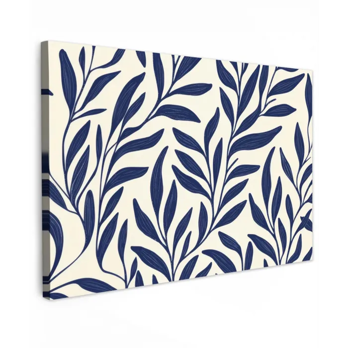 Bladeren - Klimop - Donkerblauw Tuinposter op houten frame 2 cm dik klein -3d