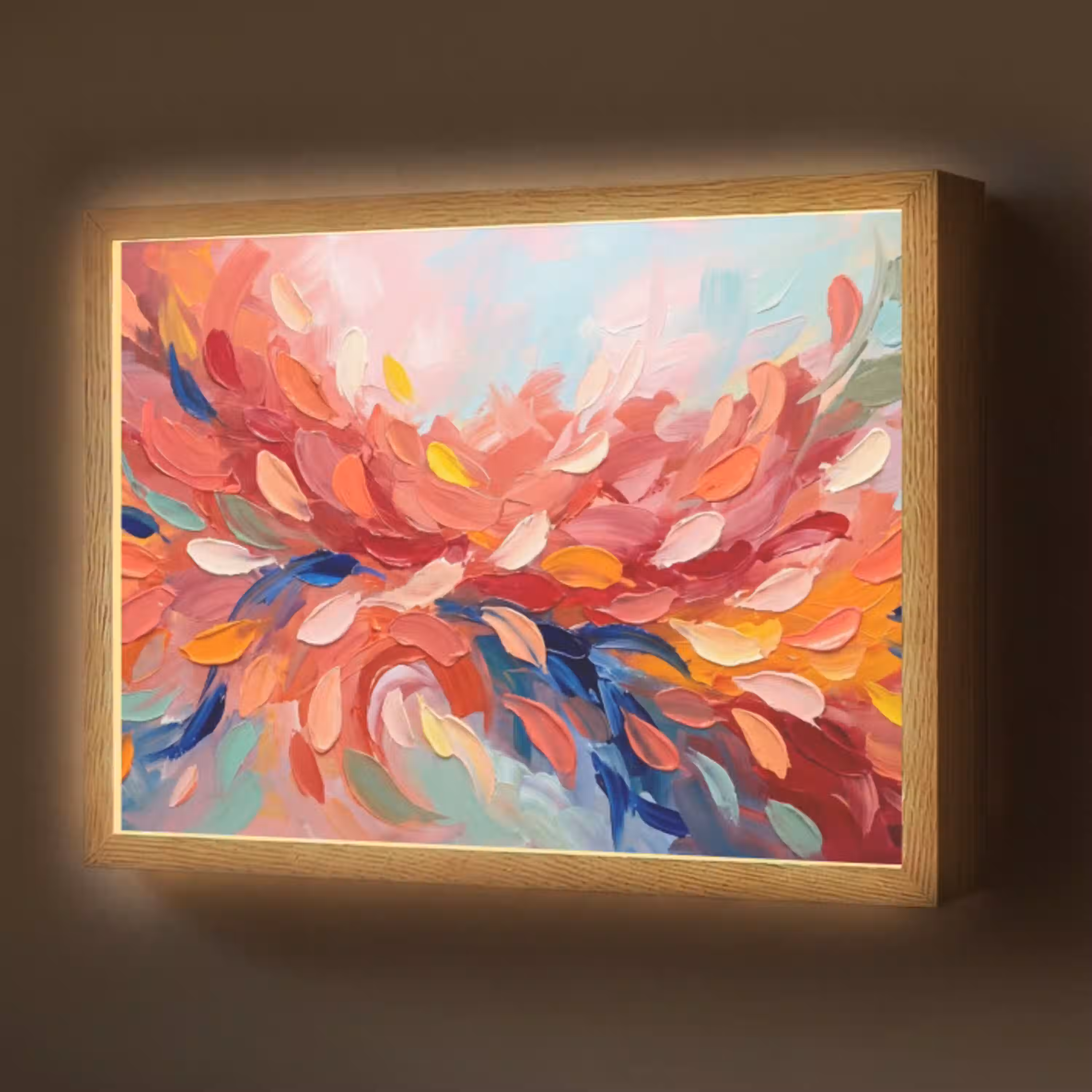 Bloemen - Abstract - Kunst - Modern Light Box met batterij (Wandlamp) middel -z3d_website