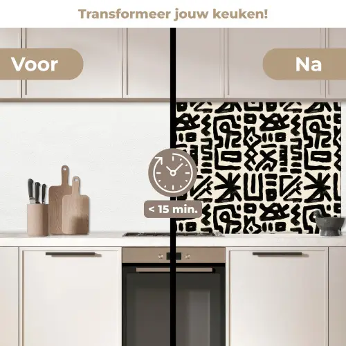Geometrisch - Figuren - Zwart keuken achterwand 2 middel 871 -voor-na2_NL