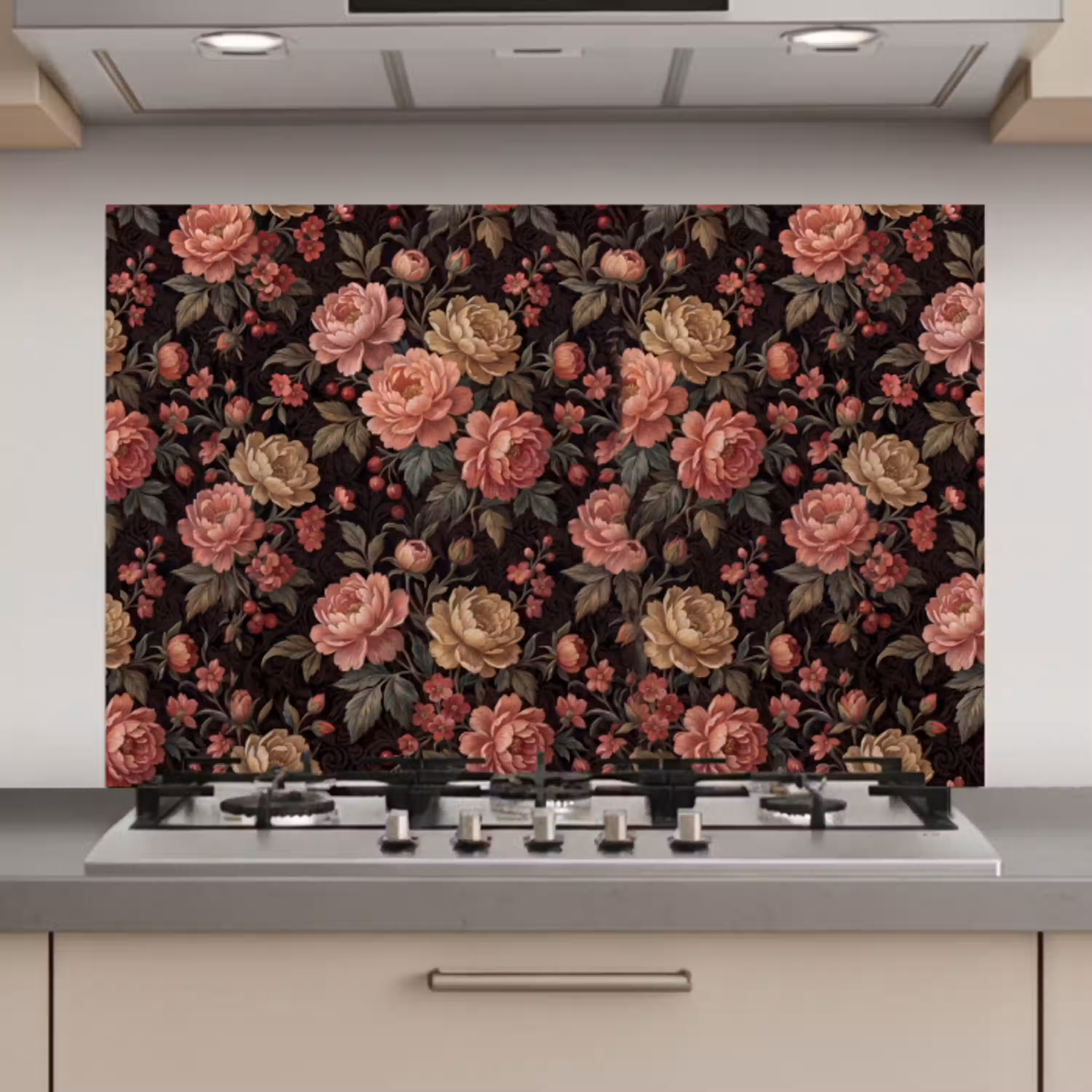 Bloemen - Patroon - Natuur - Vintage - Roze keuken achterwand spatscherm klein -3d_website