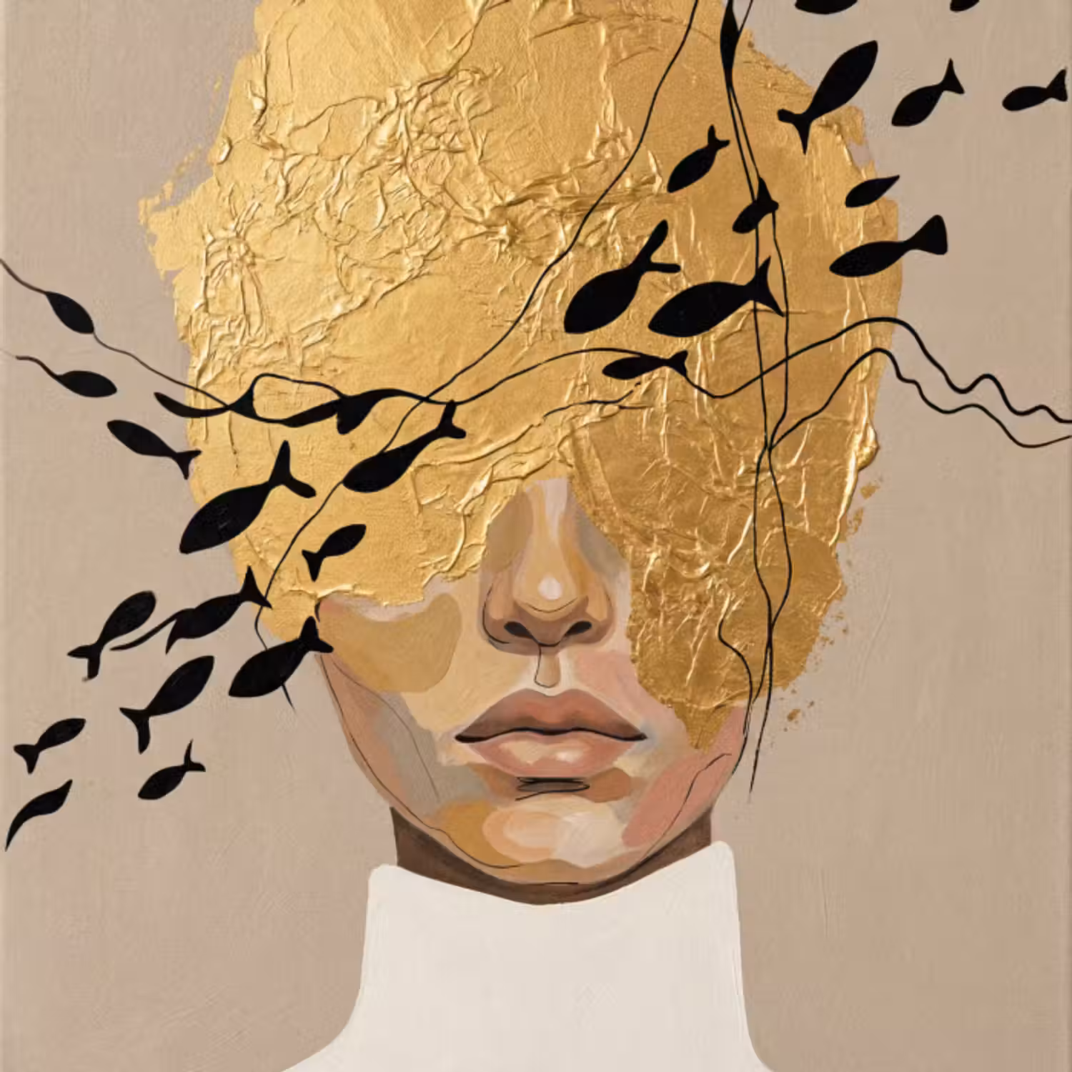 Behang - Modern - Vrouw - Goud
