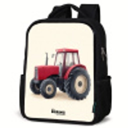 Tractor - Getekend - Rood Rugzak - Zwart middel -schuin