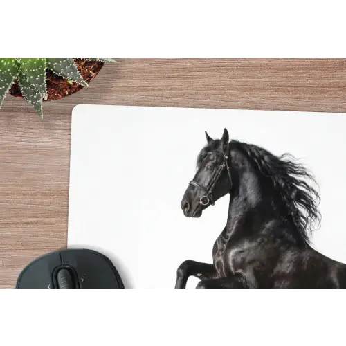 Zwart - Paard - Portret muismat rubber klein -closeup