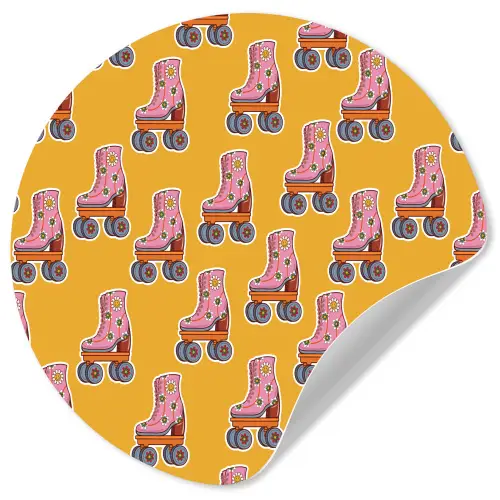 Geel - Rolschaatsen - Patroon Wandcirkel behangsticker klein 186 -3d