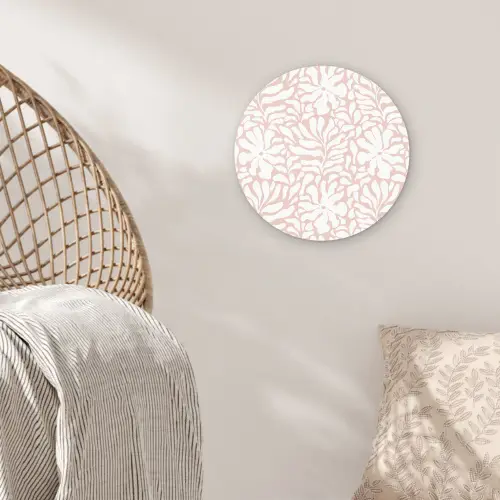 Patroon - Bloemen - Roze - Wit Wandcirkel plexiglas klein 852 -sfeer5
