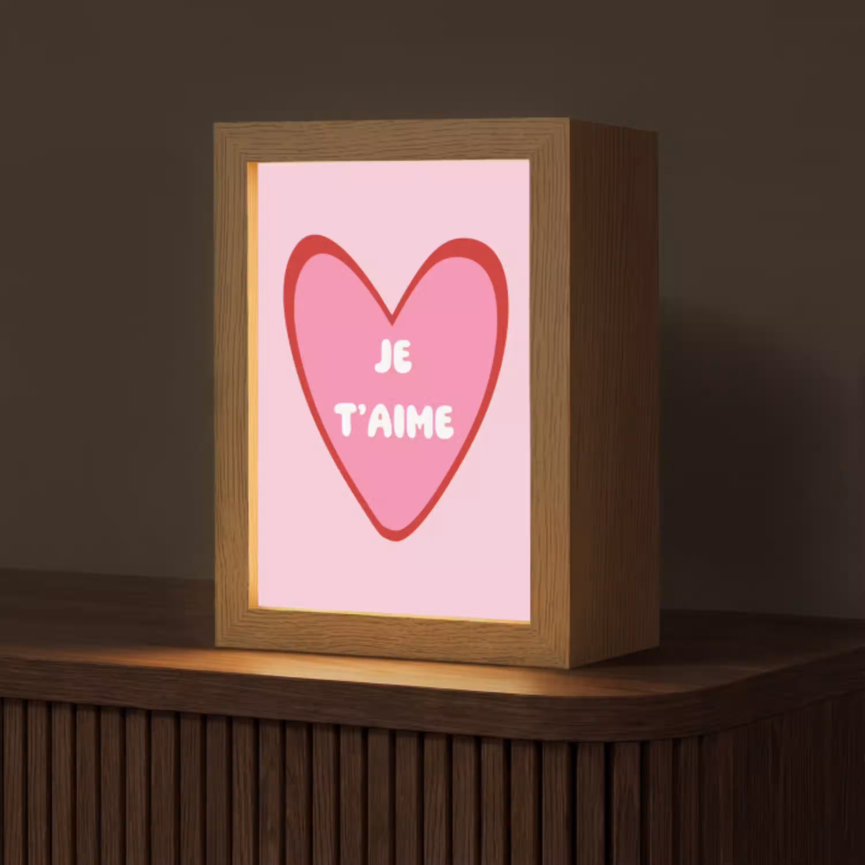 Hart - Frans - Valentijn - Roze Light Box met kabel (Tafellamp) klein -z3d_website