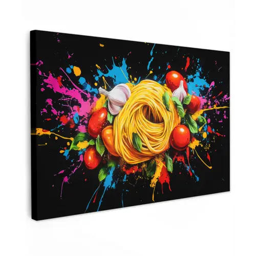 Spaghetti - Graffiti - Verf - Kleurrijk - Eten - Modern canvas 2cm klein -z3d