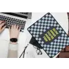 Patroon - Geblok - Blauw - Slow down you're doing fine laptophoes neopreen klein -bureau