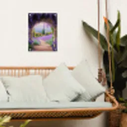 Doorkijk - Lavendel - Bloemen - Paars - Poort tuinposter los doek klein -sfeer7