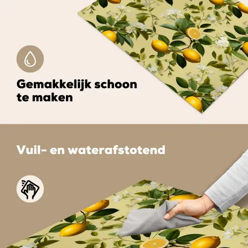Citroen - Groen - Bloesem Inductie beschemer met haakjes klein 777 -ky-schoon-nl