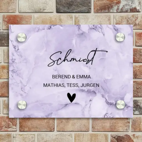 Paars marmer - Sierlijk Naambord Rechthoek middel -sfeer3