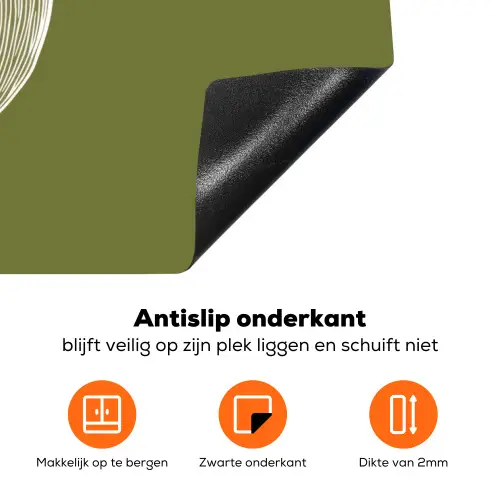Lijntekening - Appel - Olijfgroen - Blaadje Inductie beschermer vinyl 3mm klein -zzzzzzz-td-onderkant