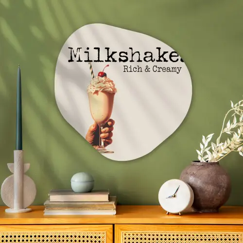 Milkshake - Kers - Rietje Wandcirkel Organisch Plexiglas middel -sfeer2