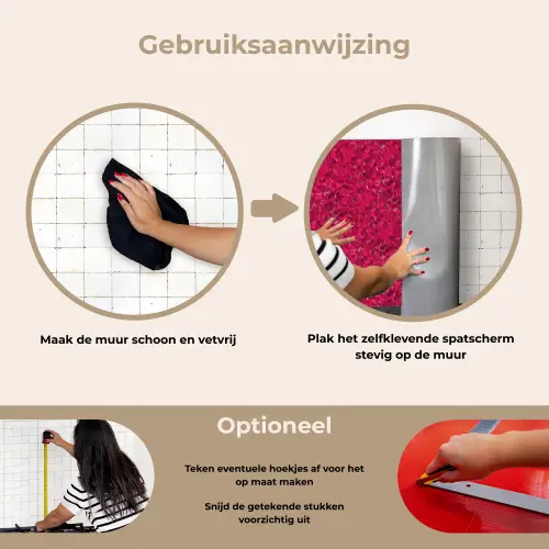 Vloeiend - Verf - Texturen - Rood keuken achterwand spatscherm klein 900 -gebruiksaanwijzing_NL