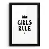 Quotes - Kinderen - Meisjes - Girls Rule - Spreuken fotolijst zwart zonder passe partout klein -3d