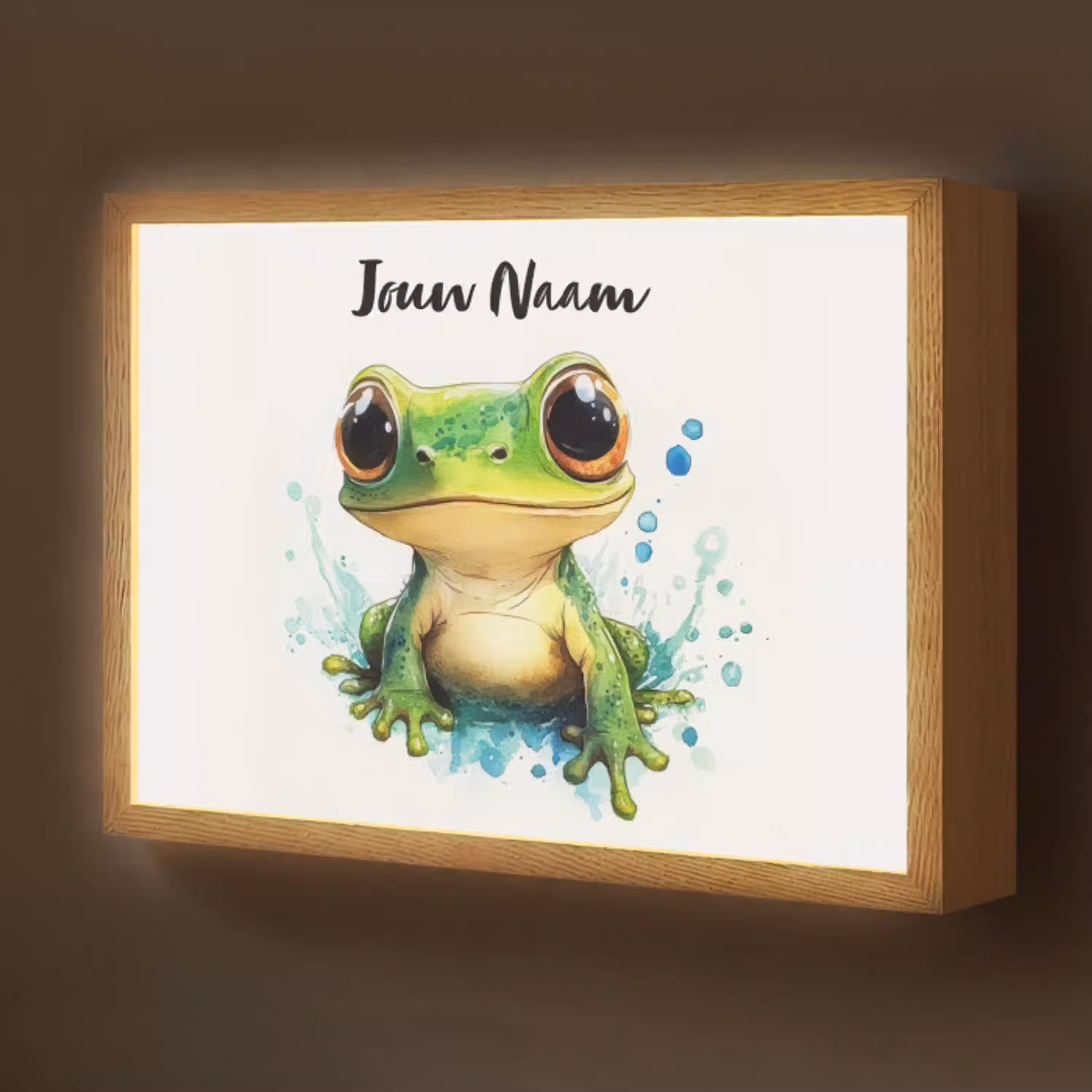 Kikker - Groen - Water - Dieren Light Box met batterij (Wandlamp kind) middel -z3d_website