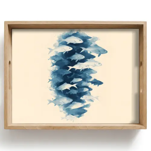 Vissen - Minimalistisch - Blauw Dienblad Rechthoek middel -z3d_shopping