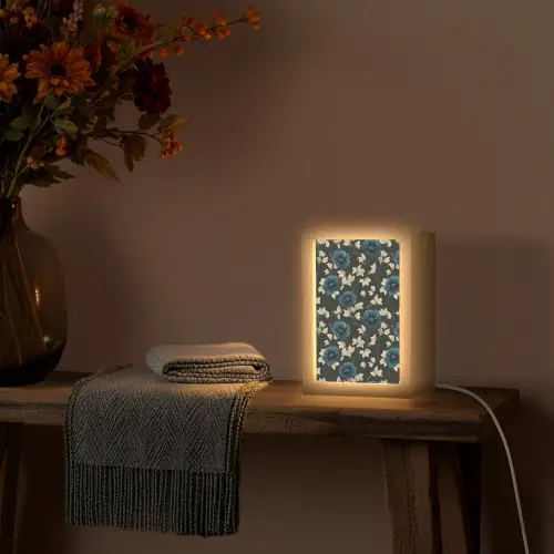 Botanisch - Bloemen - Blauw Light Box met kabel (Tafellamp) klein 925 -sfeer4
