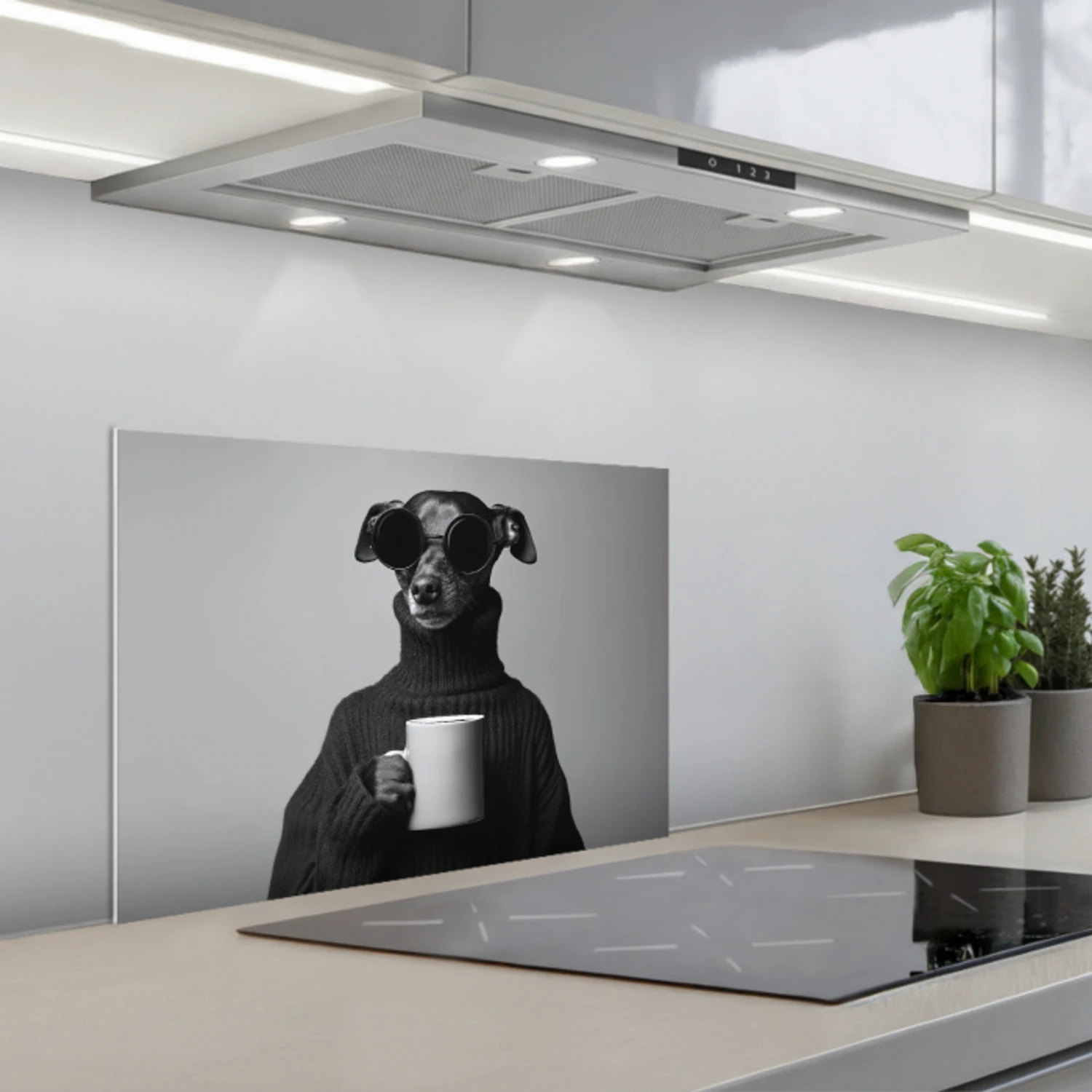 Coltrui - Hond - Bril - Mok keuken achterwand spatscherm klein -3d_schuin