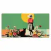 Retro - Meisje - Kat - Zon Muismat XXL klein -3d_leeg
