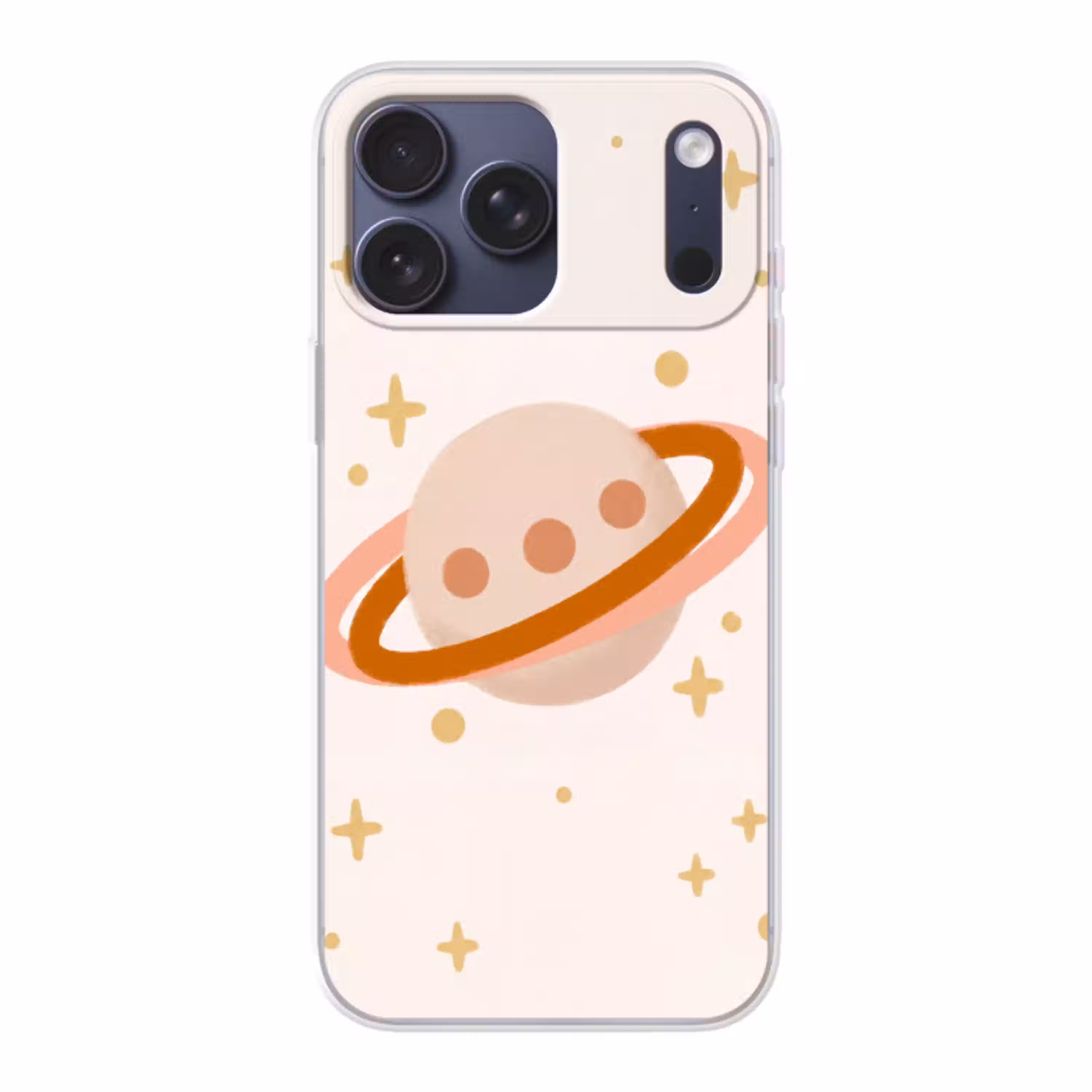 Planeet - Ringen - Ruimte - Illustratie - Beige Telefoonhoesje iPhone 17 Pro Max klein -3d