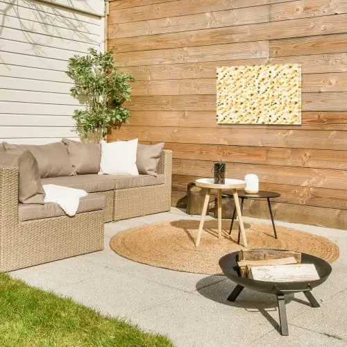 Olie - Verf - Texturen - Beige Tuinposter op houten frame 2 cm dik klein 845 -sfeer2