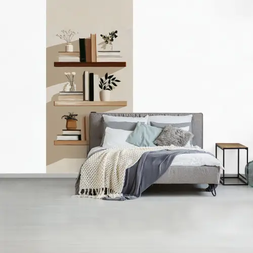 Plankjes - Boeken - Vaasjes - Planten fotobehang vinyl groot -slaapkamer