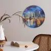 Skyline Toronto - Modern - Stadslicht - Blauw Akoestische PET Vilt - Rond klein -sfeer3
