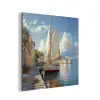 Zeilschip - Huizen - Kade - Zee aluminium wit klein -3d