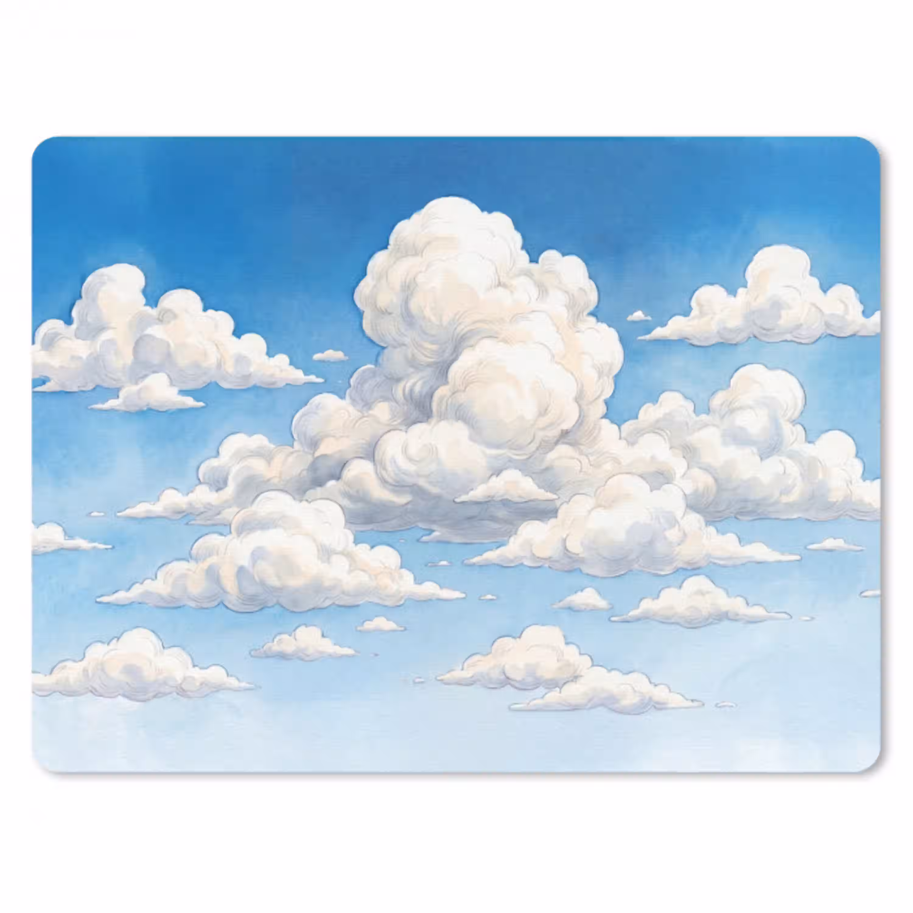 Wolken - Blauwe lucht - Natuur - Modern - Wit muismat rubber klein -3d