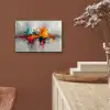 Moderne kunst - Oranje - Grijs - Abstract aluminium wit klein -sfeer4
