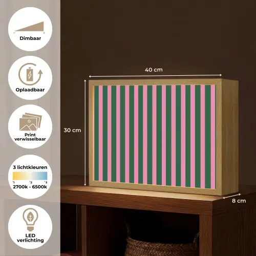 Verticale strepen - Groen - Roze Light Box met batterij (Wandlamp) middel 907 -USP_websiteoverzichtNL