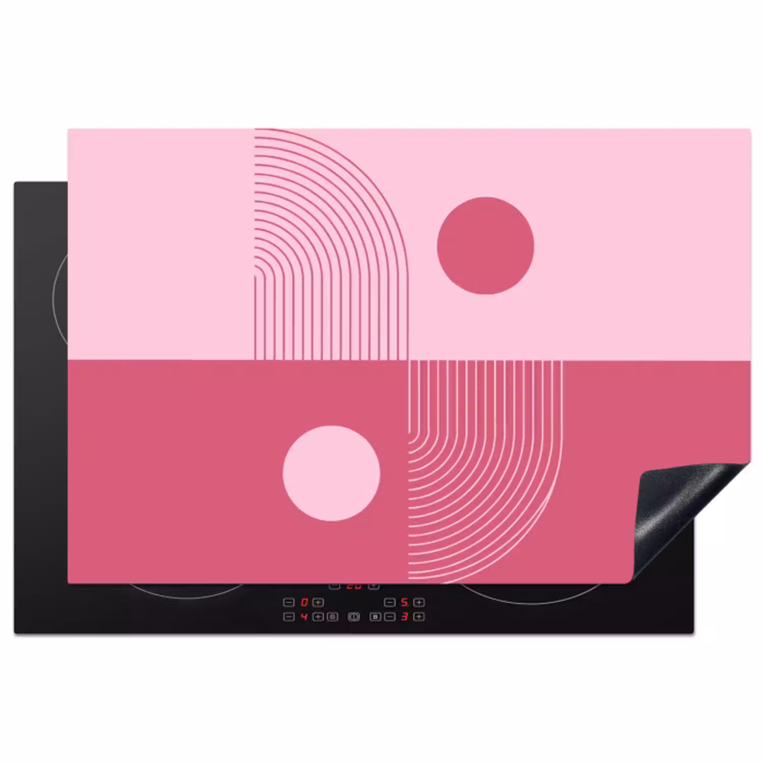 Geometrie - Patroon - Abstract - Roze - Modern Inductie beschermer vinyl 3mm klein -3d