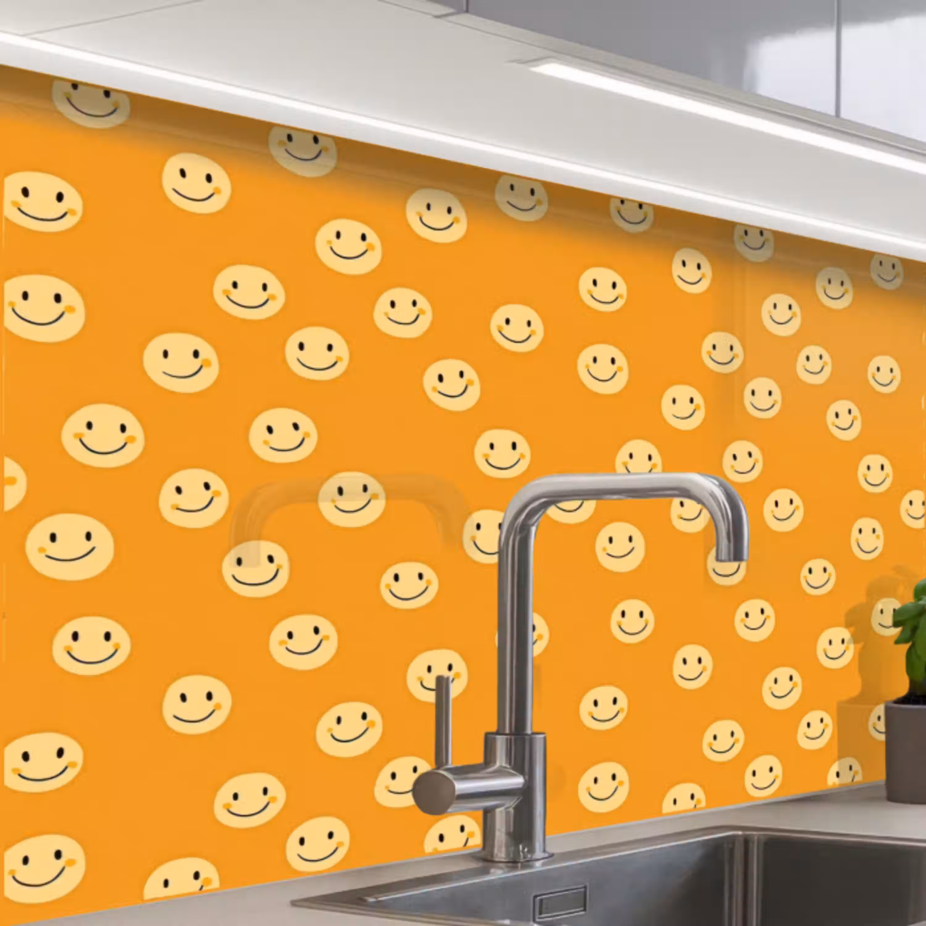 Smileys - Retro - Heel keuken achterwand 2 middel 865 -zzzz3d_schuin