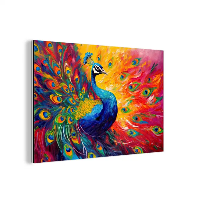 Pauw - Kunst - Schilderij - Pauwenveren aluminium wit klein -3d