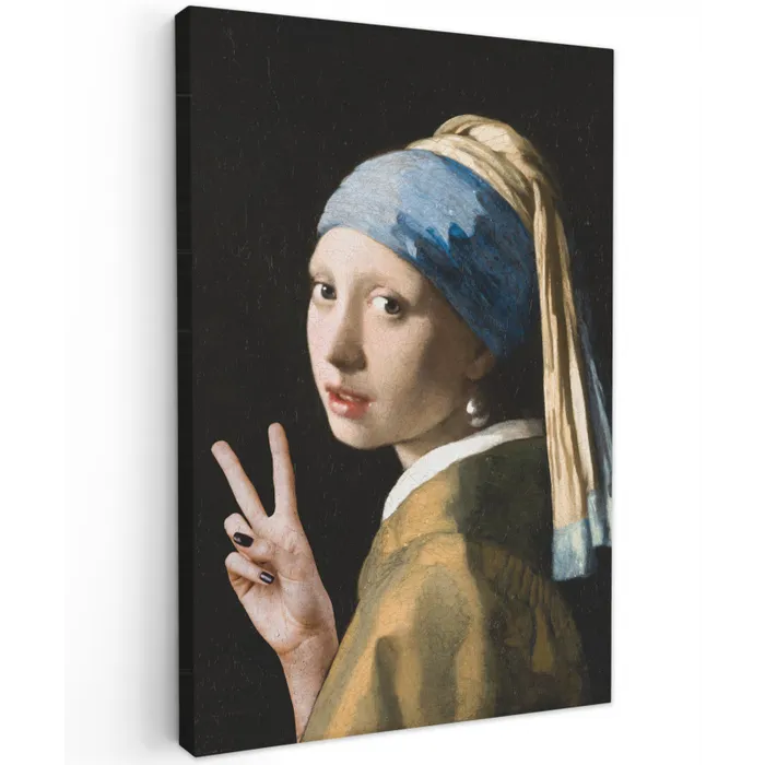 Meisje met de parel - Johannes Vermeer - Peace canvas 2cm klein -z3d