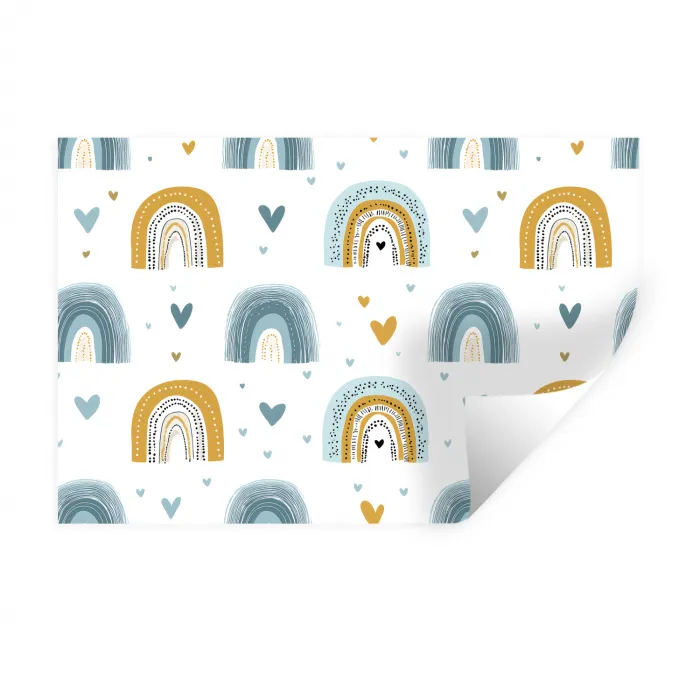 Patroon - Regenboog - Hartjes Muursticker klein -3d