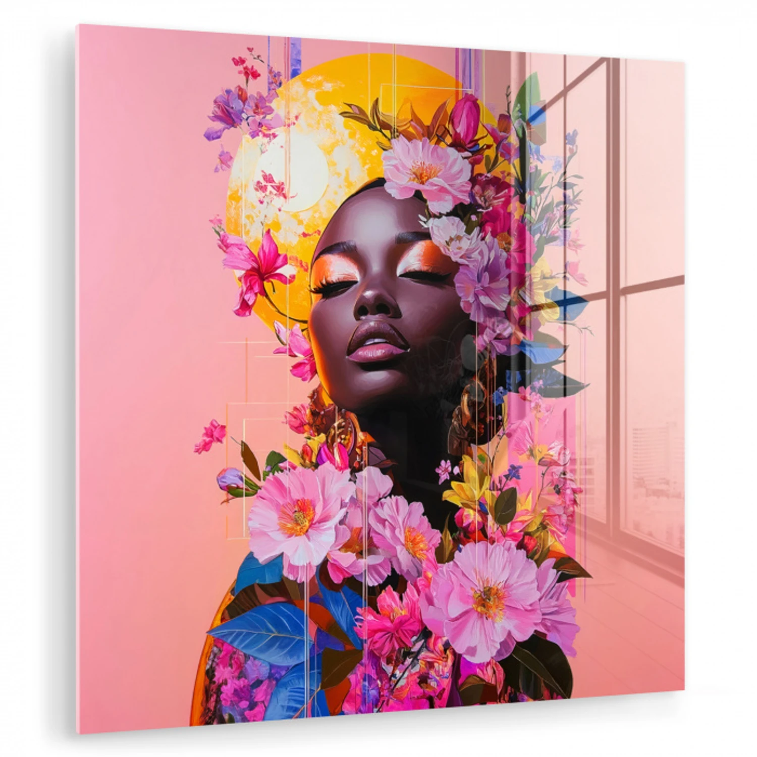 Kleurrijk - Bloemen - Vrouw - Zon plexiglas 5mm klein -zzzproduct_nieuw