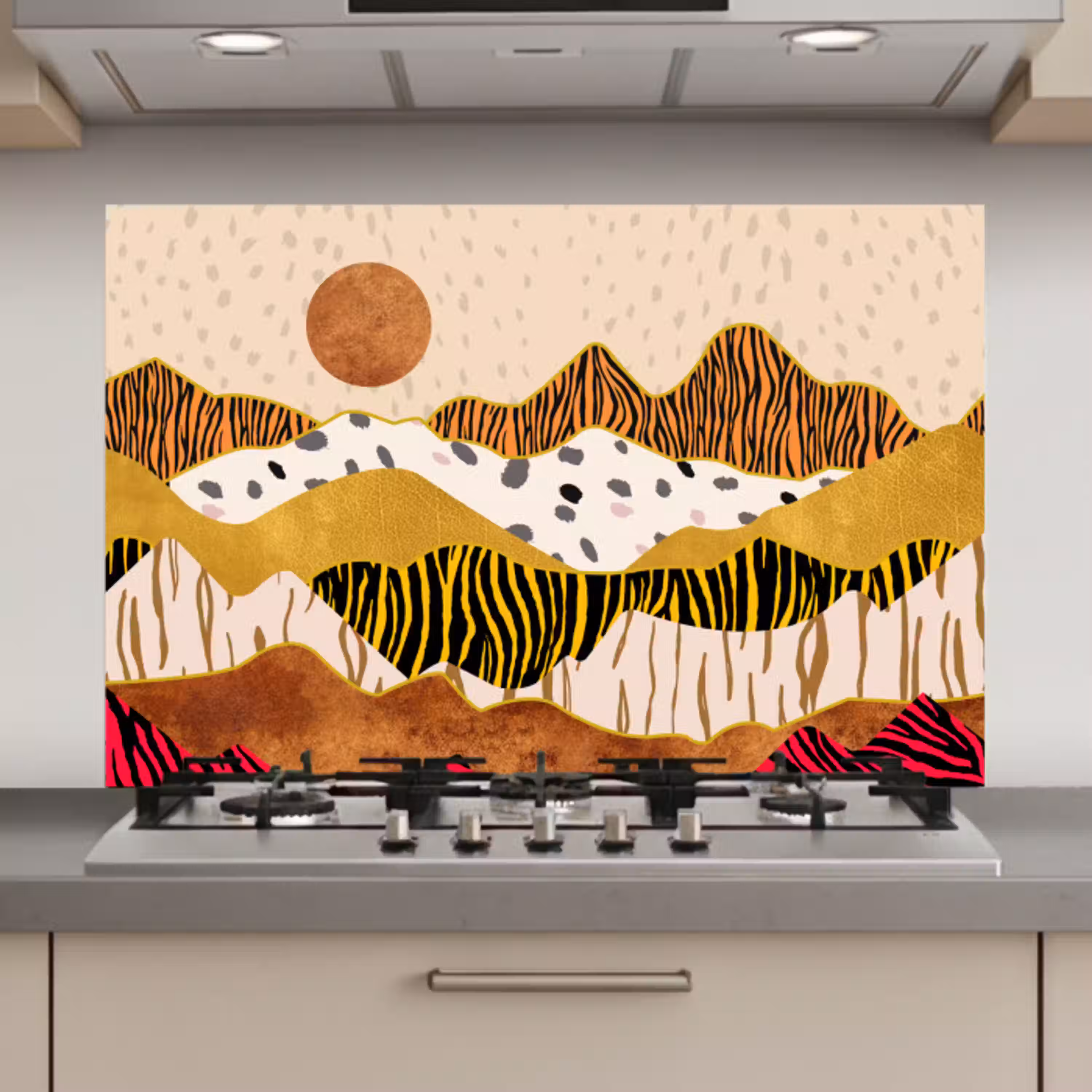 Tijgerprint - Pastel - Goud - Print - Tijger - Abstract keuken achterwand spatscherm klein -3d_website