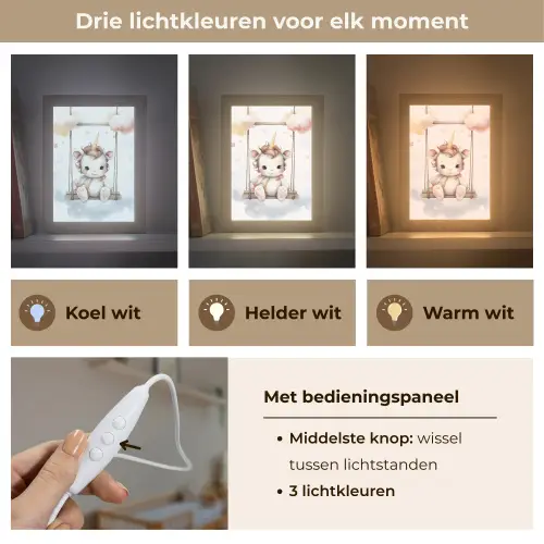 Eenhoorn - Dier - Kinderen - Unicorn Light Box met kabel klein -USP_lichtkleurNL