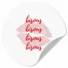 Bisous - Lip - Wit - Rood Wandcirkel behangsticker klein -3d